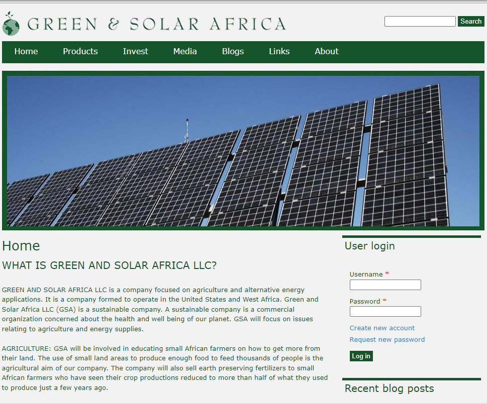 Green & Solar Africa Website